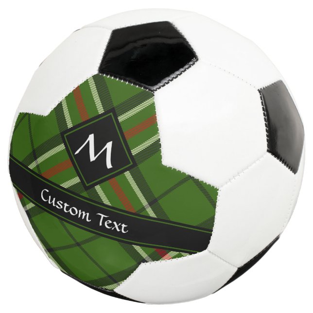 Bola De Futebol Tartan Verde, Preto, Vermelho e Branco (Três quartos)