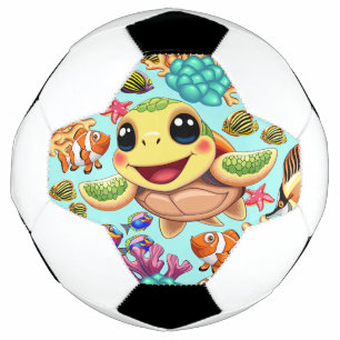 Bola De Futebol Tartaruga Marinha Bebê Feliz e Fofa Personagem