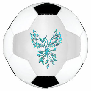 Bola De Futebol Teal Blue Phoenix nasce em prata