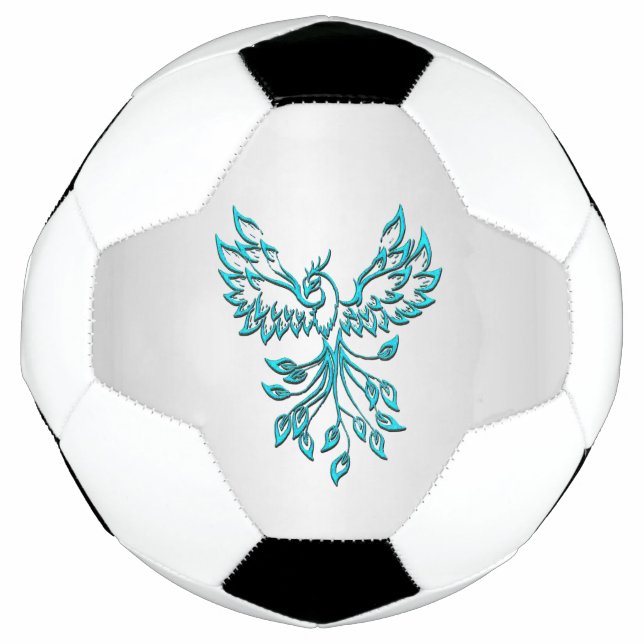 Bola De Futebol Teal Blue Phoenix nasce em prata (Frente)