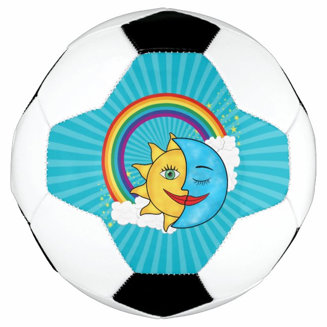 Bola De Futebol Tema Celestial Arco-íris Sol Lua (Frente)