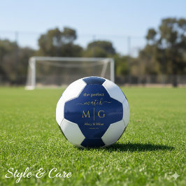 Bola De Futebol The Perfect Match Monogrammed Couple Name Navy