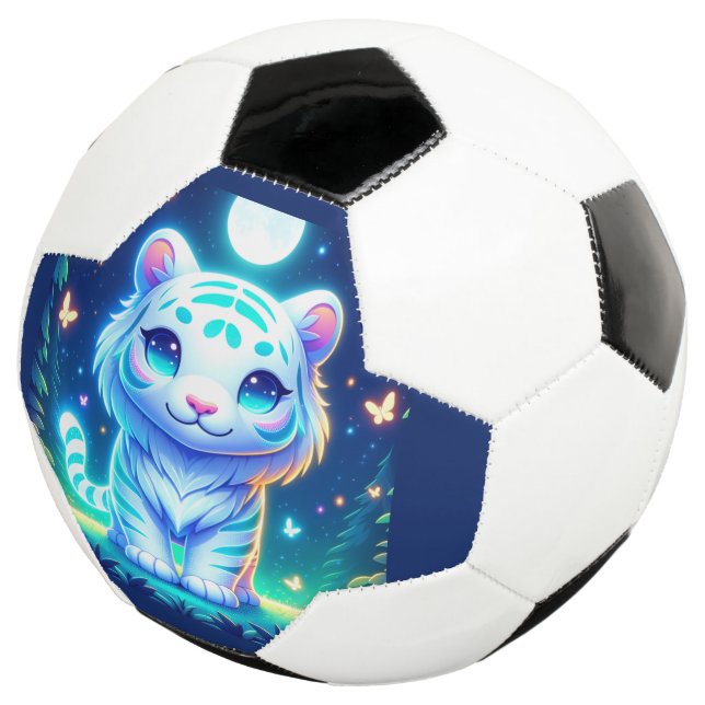 Bola De Futebol Tigre colorido bonito Holográfico | (Três quartos)