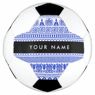 Bola De Futebol Traço Grego, Chave Mista, Azul, Seu Nome