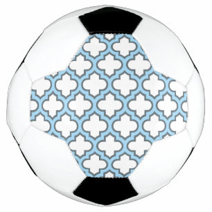 Bola De Futebol Trellis branca e azul-bebê, lete, quatrefoil