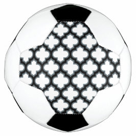 Bola De Futebol Trellis branca e preta, lete, quatrefoil