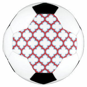 Bola De Futebol Trellis branca e vermelha, lete, quatrefoil