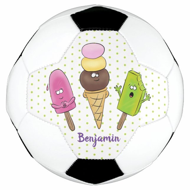 Bola De Futebol Trio de desenho animado de picolé de sorvete engra (Frente)