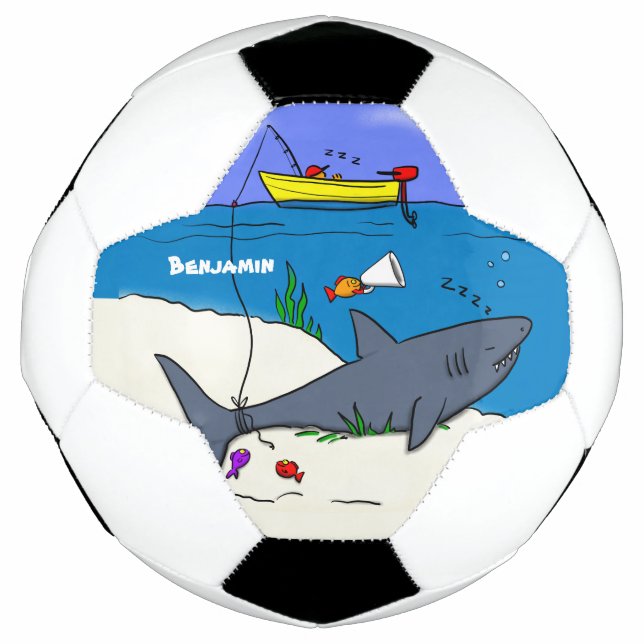 Bola De Futebol Tubarão-cama engraçado e desenho animado (Frente)