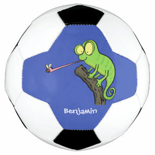 Bola De Futebol Um desenho animado verde-feliz chameleon lagarto