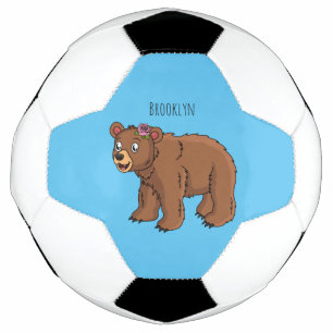 Bola De Futebol Urso bonito com ilustração de desenho animado de