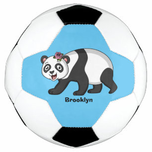 Bola De Futebol Urso panda bonito e feliz com desenho animado
