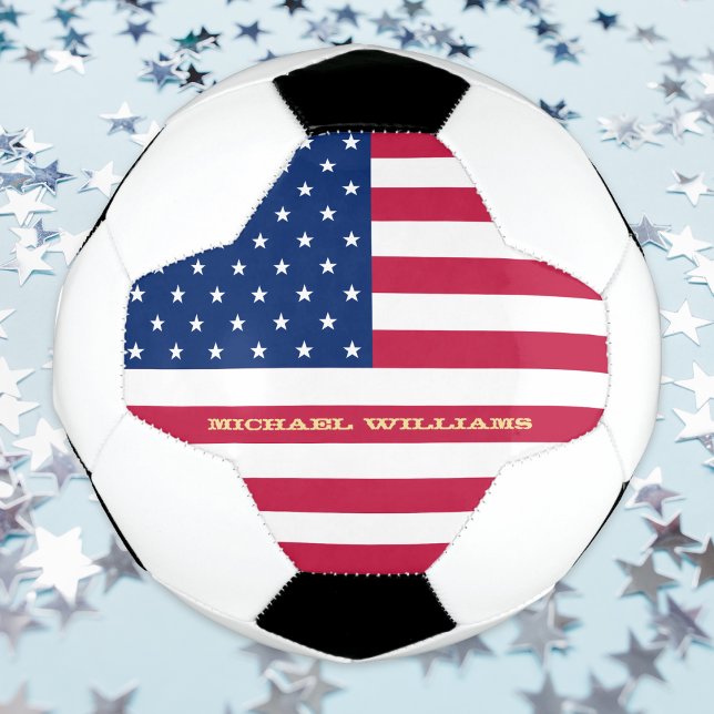Bola De Futebol USA American Flag Monogramed Name Patriotic Team (USA American Flag Monogrammed Name Patriotic Team Soccer Ball)