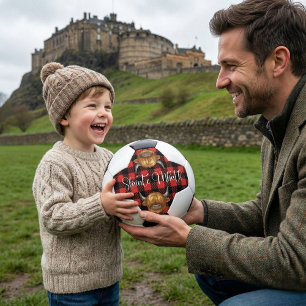 Bola De Futebol Vaca das Terras Altas da Escócia Tartan Vermelho