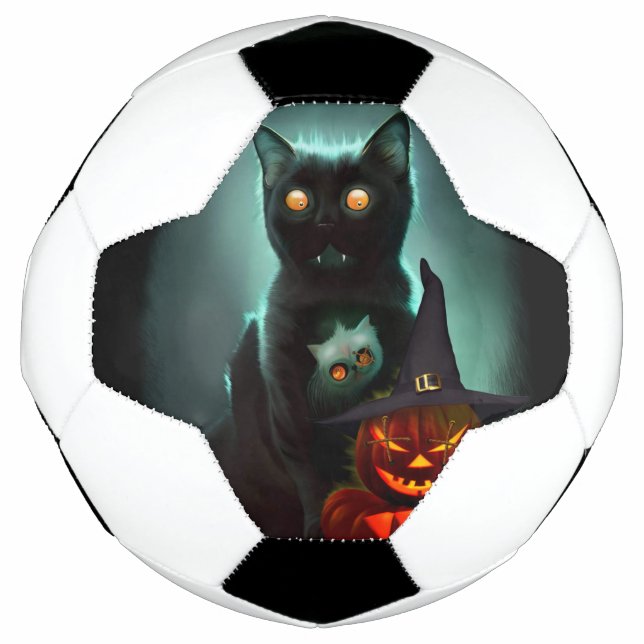 Bola De Futebol Vampiro Gato e Mágico Pumpkin Halloween Surreal (Frente)