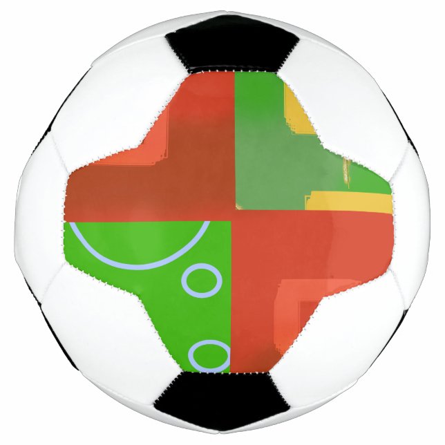 Bola De Futebol Vermelho Natal Verde Geométrico  (Frente)