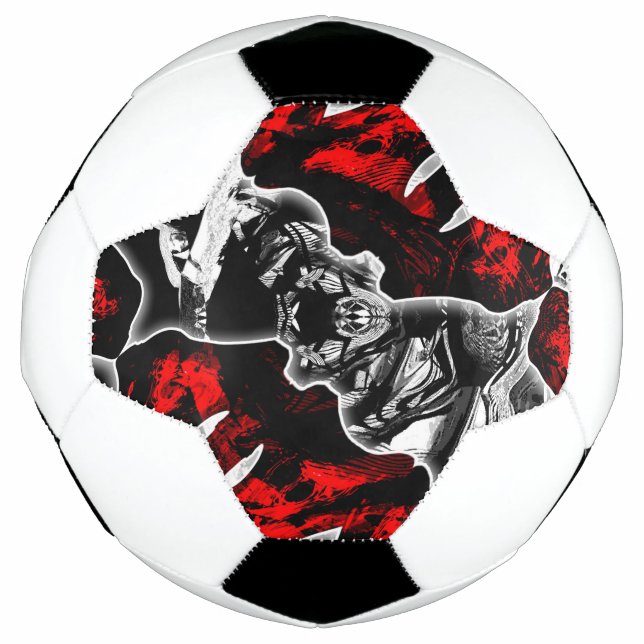 Bola De Futebol Vermelho Preto e Branco (Frente)