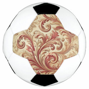 Bola De Futebol Vermelho suave e Cor damasco Dourada