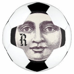 Bola De Futebol Vintage homem na lua de cheio da lua encara preto