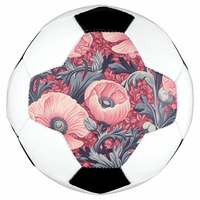 Bola De Futebol Vintage Pink Poppies Floral (Frente)