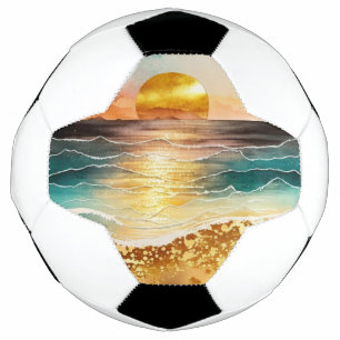 Bola De Futebol Watercolor Beach Series Design 3