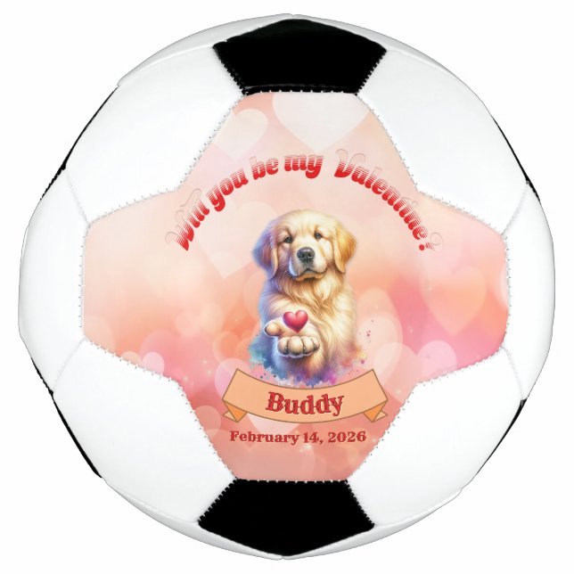 Bola De Futebol Will you be mine Valentine? personalized  (Frente)
