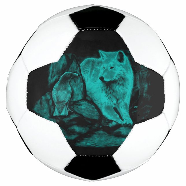 Bola De Futebol Wolf e Raven na Noite (Frente)
