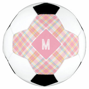 Bola De Futebol Xadrez Monograma Personalizada / Padrão Tartan