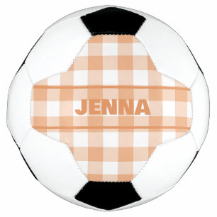 BOLA DE FUTEBOL XADREZ ORANGE GINGHAM PERSONALIZADA