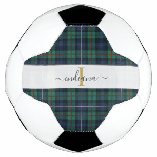 Bola De Futebol Xadrez Tartan Monograma Nome Feminino Inicial