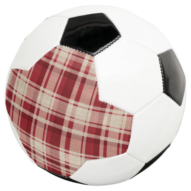 Bola De Futebol Xadrezes de Creme Vermelho (Três quartos)
