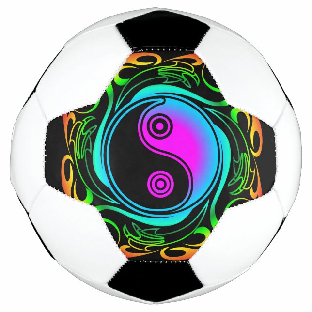 Bola De Futebol Yin Yang Psychedelic Rainbow Tattoo (Frente)