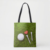 Bola de golfe com camisetas e coração amor Tote Ba