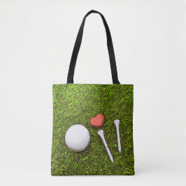Bola de golfe com camisetas e coração amor Tote Ba