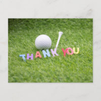 Bola de golfe e cartões de agradecimentos