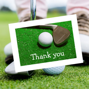 Bola de golfe e ferro em Cartões de agradecimento