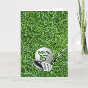 Bola De Golfe No Cartão De Aniversário De 15 De