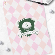Bola de Golfe Verde com Padrão Rosa Moderno Nome M