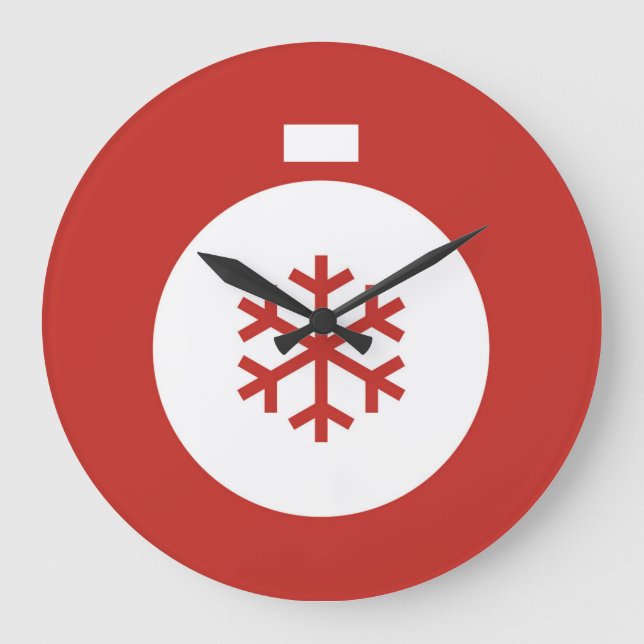 Bola de Natal Vermelha Grande Relógio (Frente)