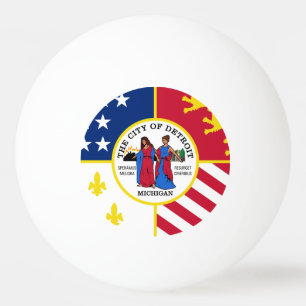 Bola de Ping Pong com a bandeira de Detroit, Michi
