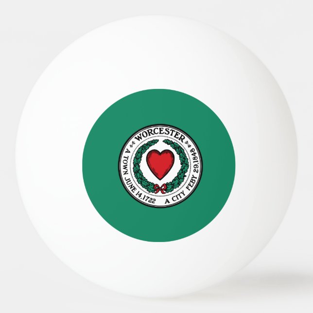 Bola de Ping-Pong da bandeira de Worcester, Massac (Frente)