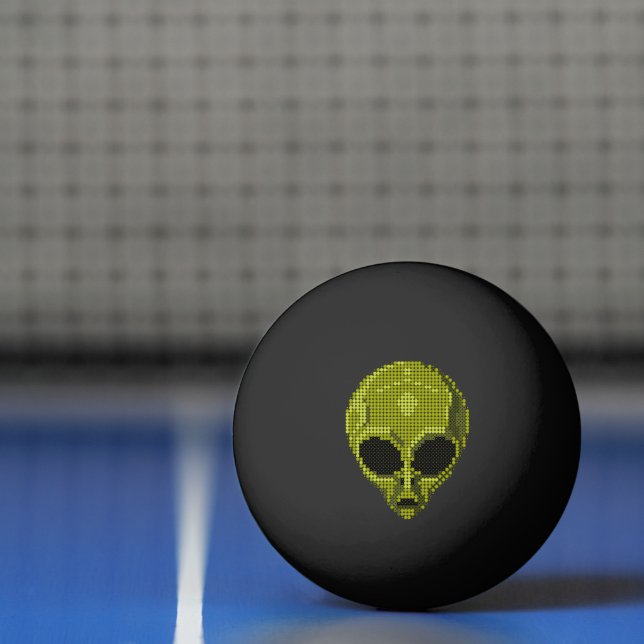 Bola de Ping Pong Preta com Cabeça de Alien Verde (Líquido)