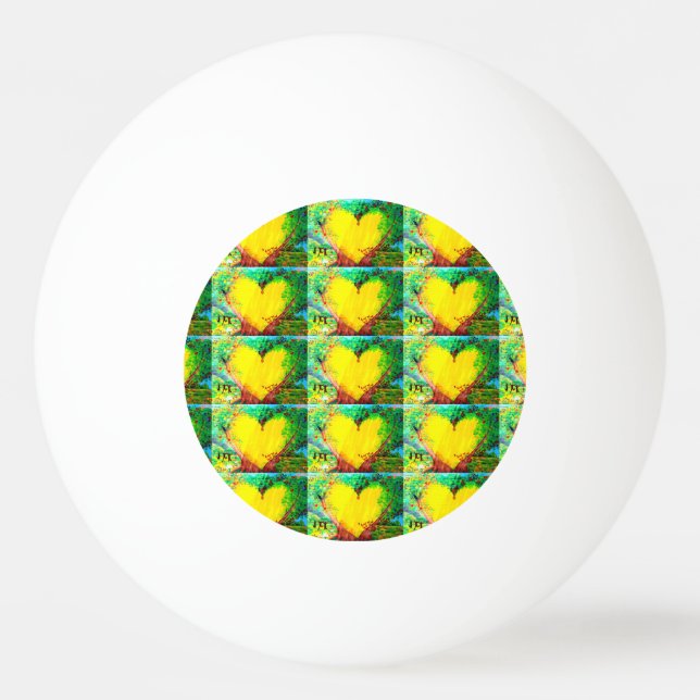bola de pingue-pongue de corações-ouro (Frente)