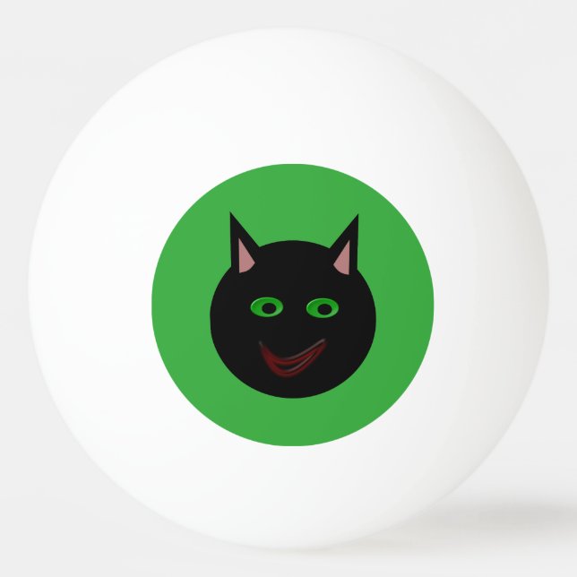 Bola de Pong de Gato Negro Halloween (Frente)