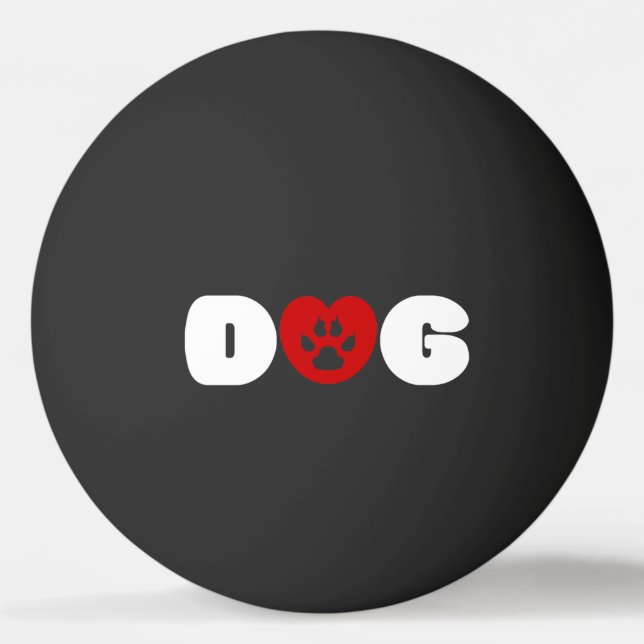 Bola de Pong do Coração do Amor de Cão (Frente)