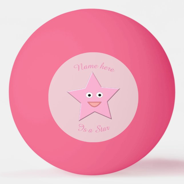 Bola de Pong Personalizada com Estrela Rosa bonito (Frente)