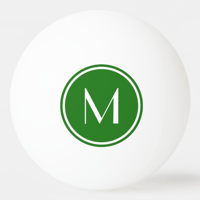 Bola de Pong Ping Ping em Monograma Verde Elegante (Frente)