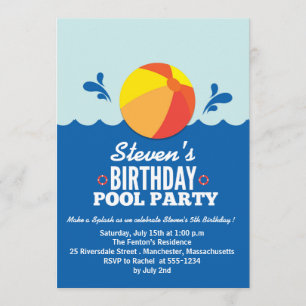 Bola de Praia - Convite de Aniversário com Tema de