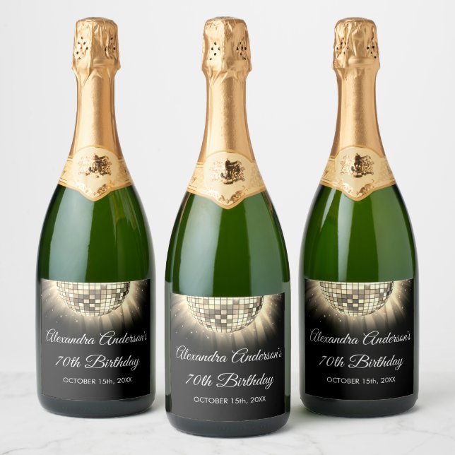 Bola Disco da Festa de aniversário de 70 Dourada d (Garrafas)