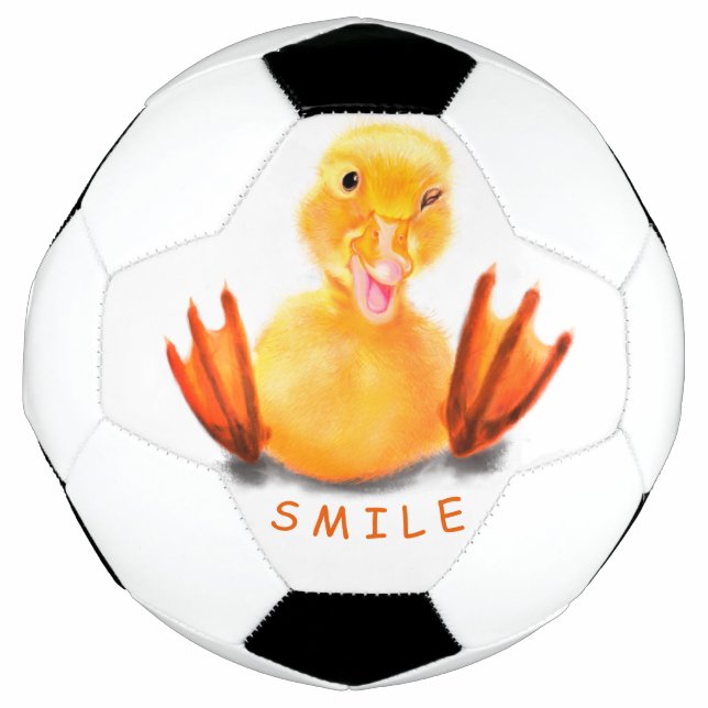 Bola Engraçada de Futebol com Pato Feliz - Texto P (Frente)